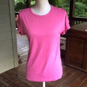 Jones New York Faux Lace Up Short Sleeve Top